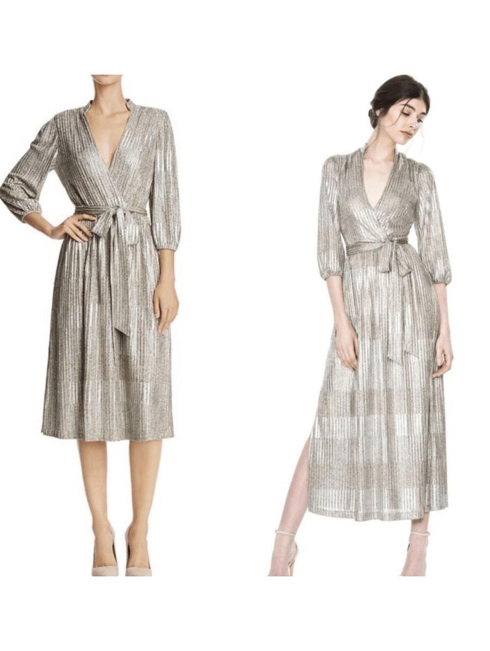 Alice + Olivia Katina Dress In Gold Size 2 Belted
